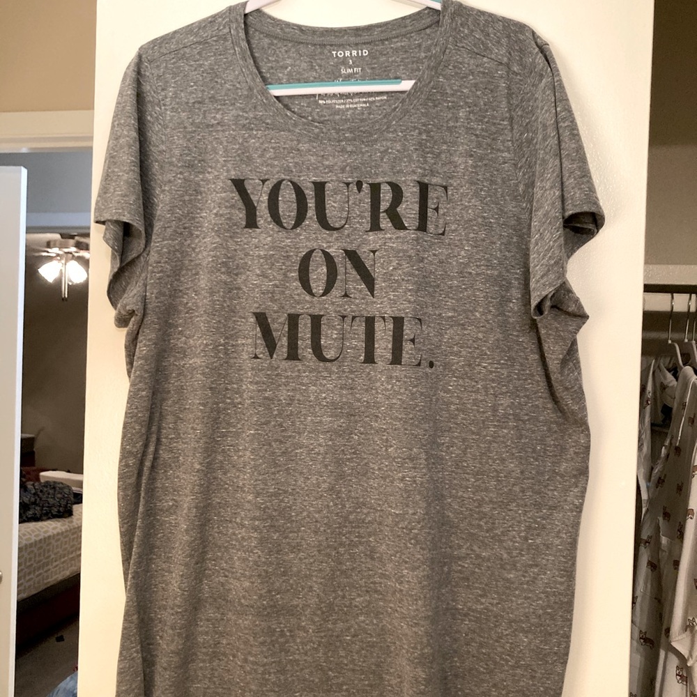 Torrid Gray You’re On Mute Slim Fit Tee, size 3